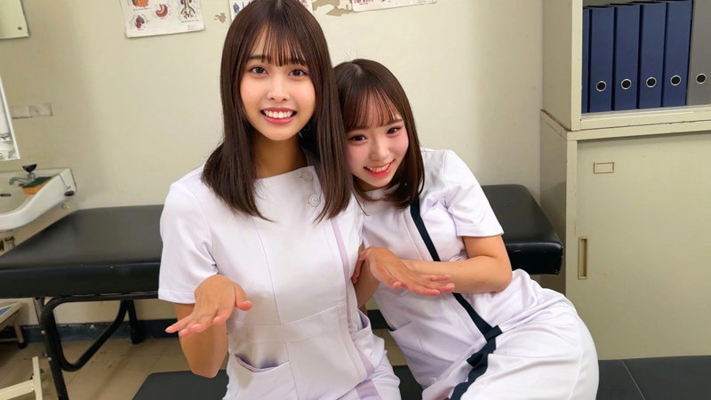 可愛いナースと戯れる-画像-【SMJS-171】ふうさん＆ちなみさん 素人ムクムク-職-